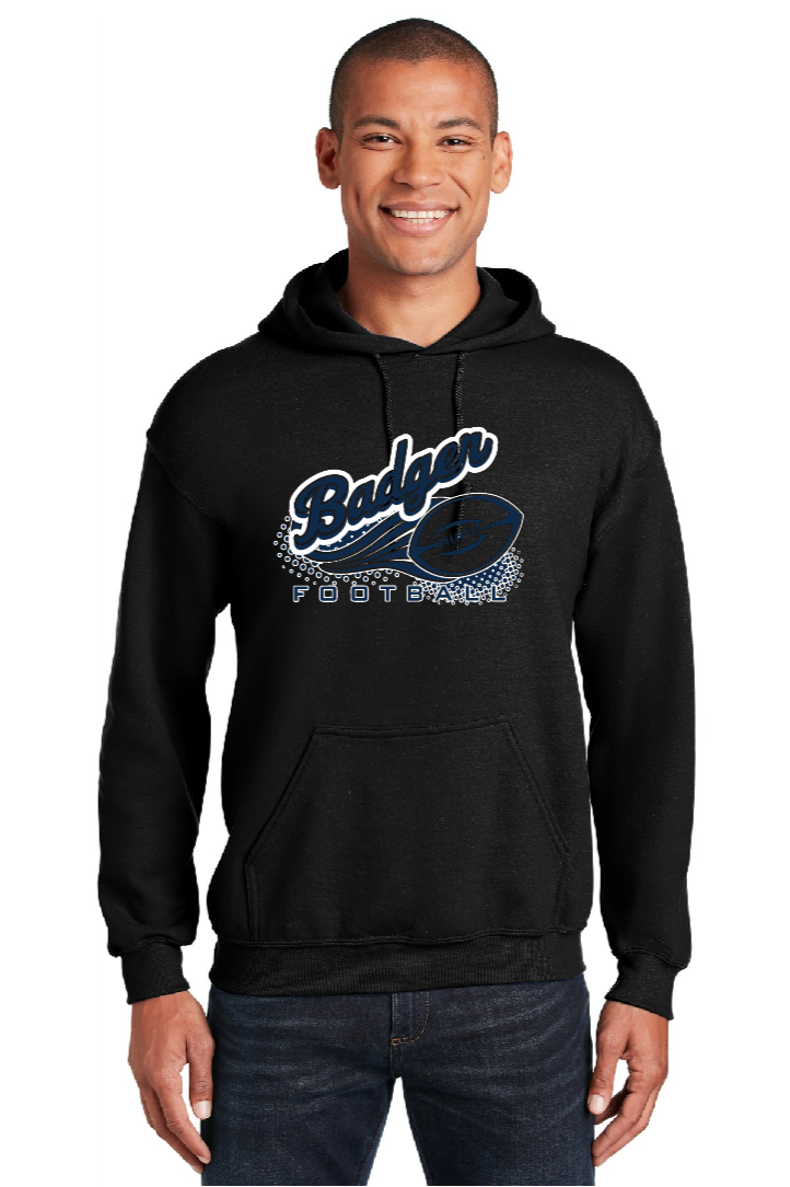 BADGER FOOTBALL - Black Hooded Sweatshirt