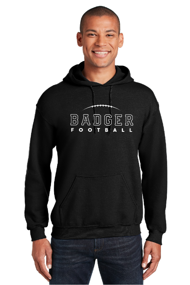 BADGER FOOTBALL - Black Hooded Sweatshirt