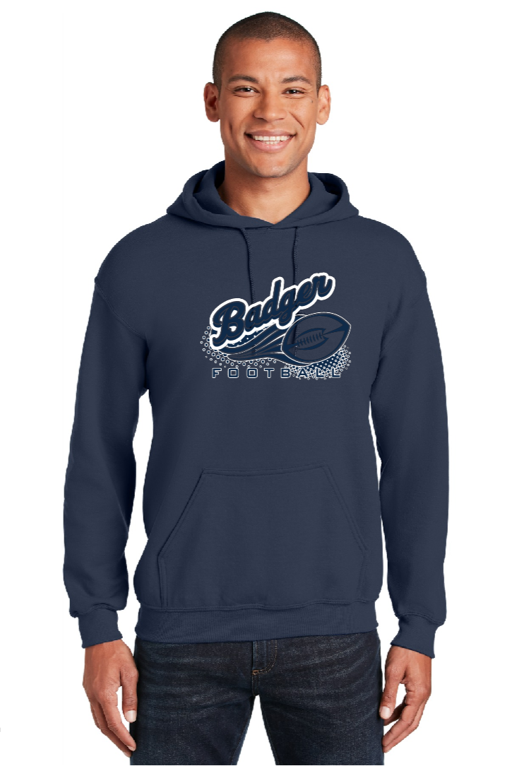 BADGER FOOTBALL - Navy Hooded Sweatshirt