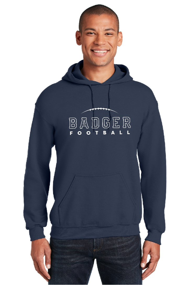 BADGER FOOTBALL - Navy Hooded Sweatshirt