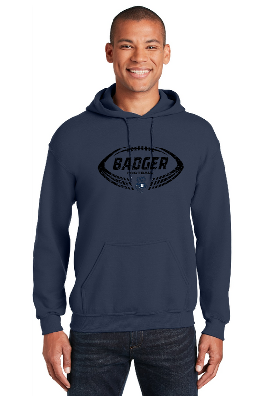 BADGER FOOTBALL - Navy Hooded Sweatshirt