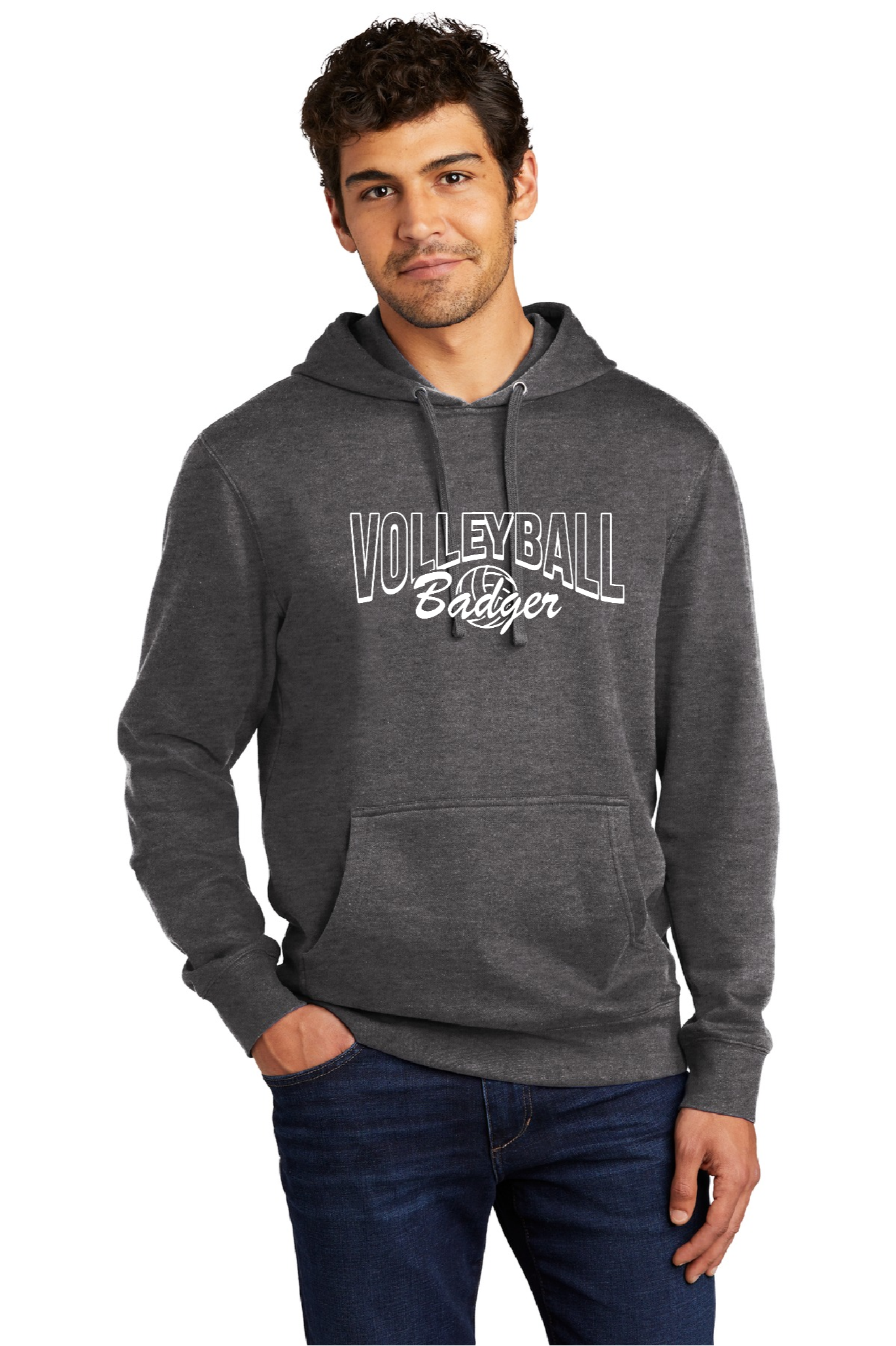 Badger Volleyball- Dark Grey Hooded Sweatshirt