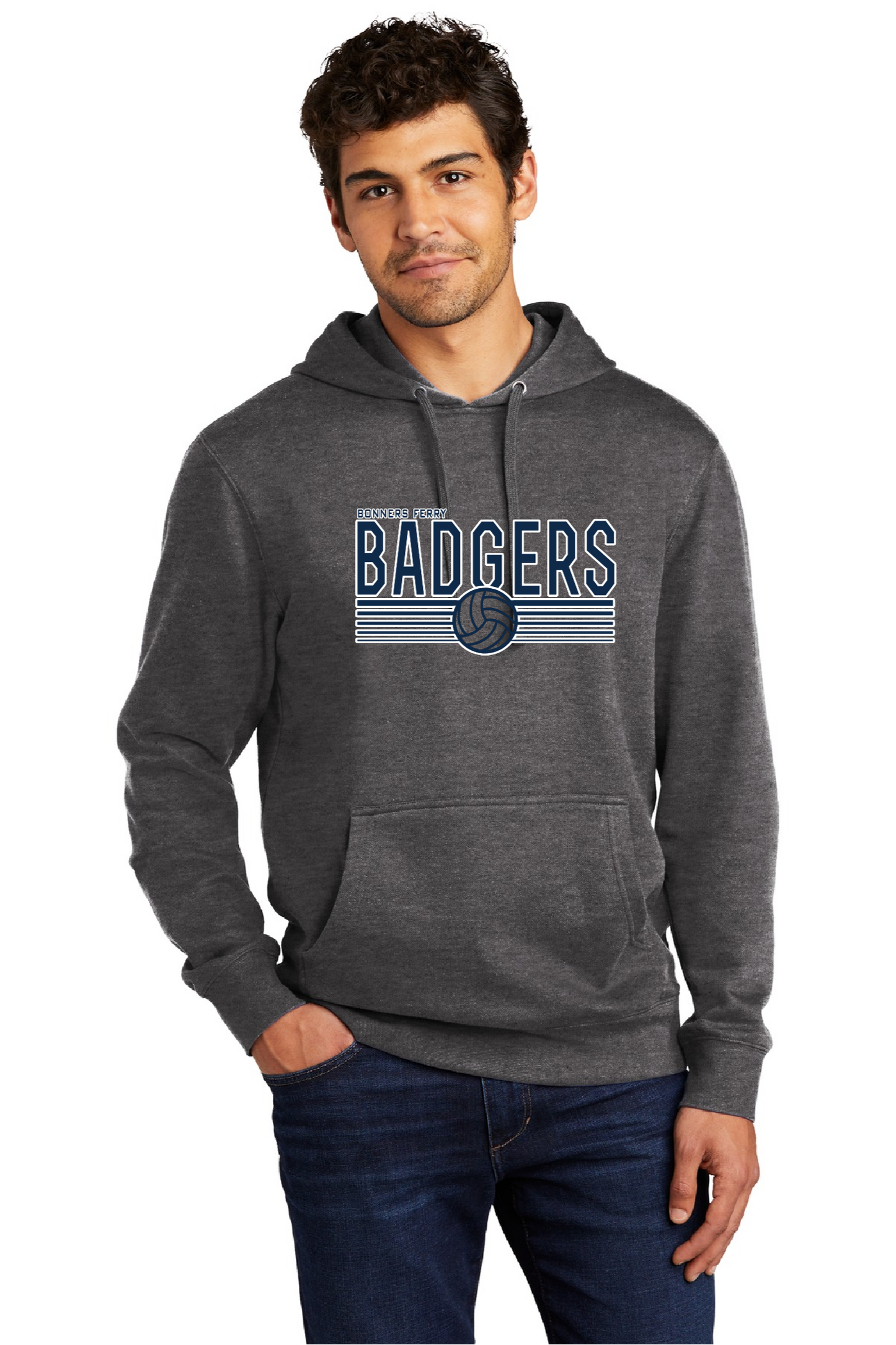 Badger Volleyball- Dark Grey Hooded Sweatshirt